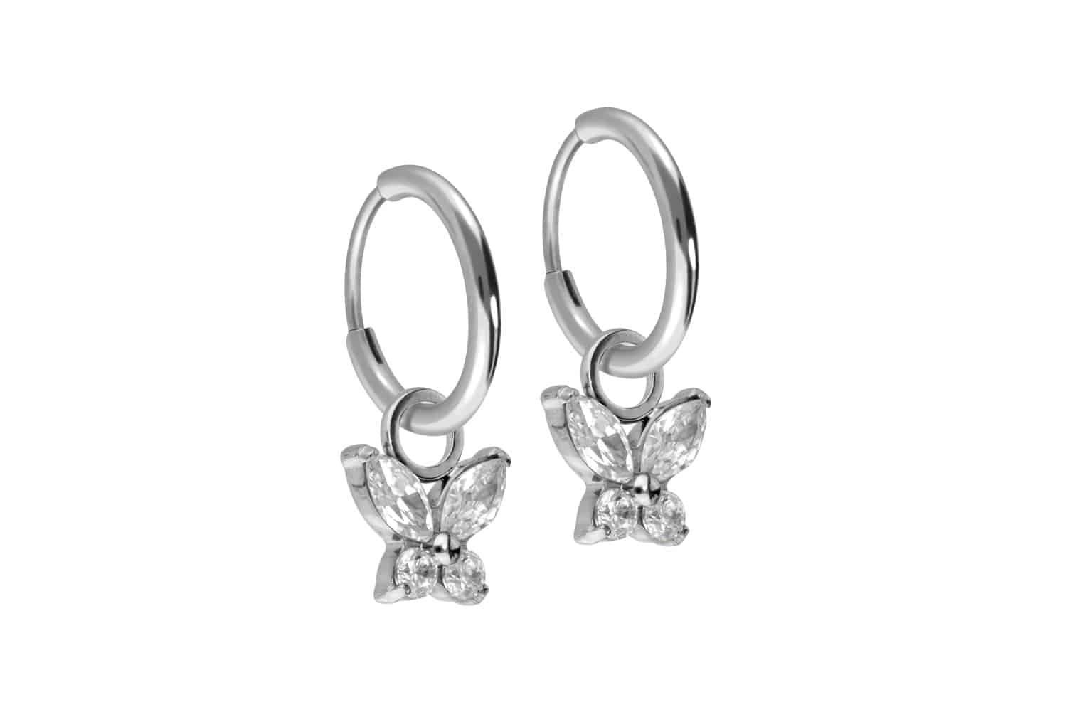 Titan Ohrclicker Creolen KRISTALLSCHMETTERLING von Piercingline